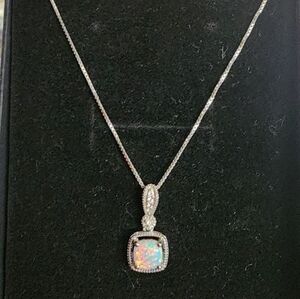 Beautiful Kay Jewelers Opal & Diamond Necklace